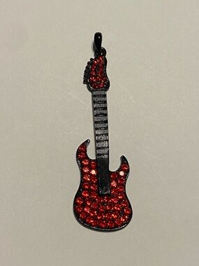 Jeweled Red Rhinestone Guitar Pendant #9188